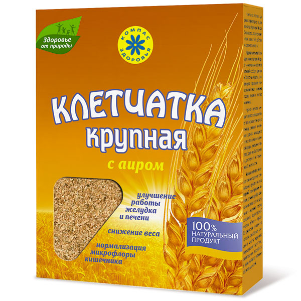 Клетчатка пшеничная крупная с аиром, Компас Здоровья, 150 гр