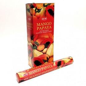 Благовония HEM Манго Папайя (mango papaya), шестигранник, 20 палочек