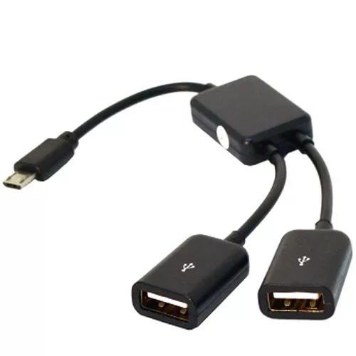 Адаптер MicroUSB OTG для подключения к смартфону/планшету 2 периферийных USB-устройства KS-is KS-320