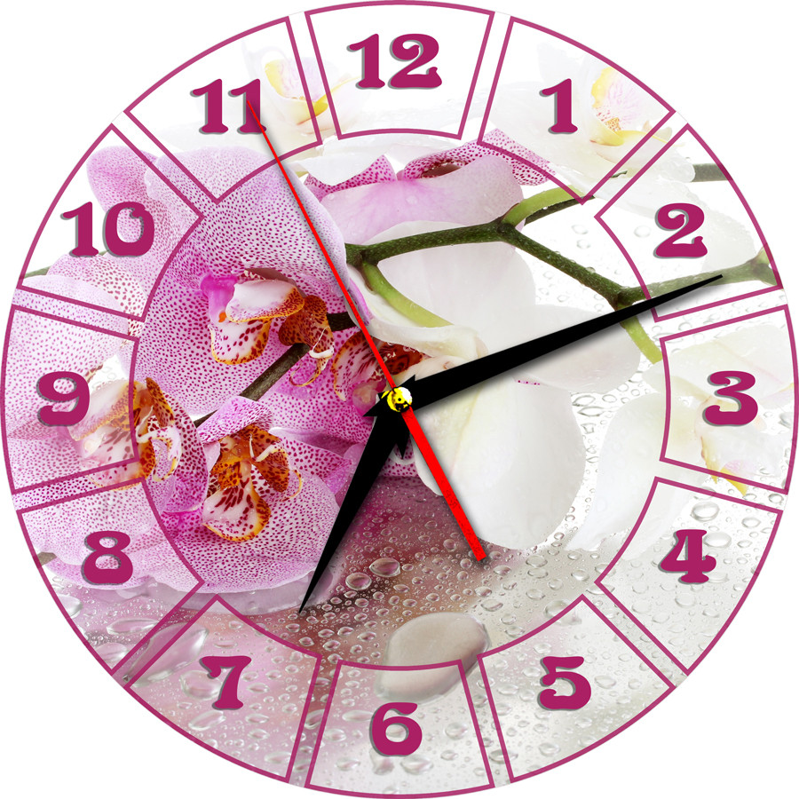 Настенные часы из стекла " Розовая орхидея" арт. 336
