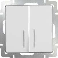 W1120101 / Выключатель двухклавишный с подсветкой (белый)