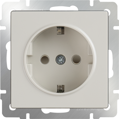 WL03-SKGS-01-IP44-ivory / Розетка с заземлением и шторками (слоновая кость), фото 2