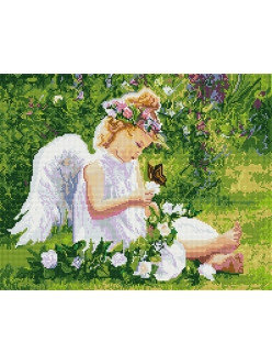 Алмазная живопись Ангелочек в саду 40х50 см, фото 2