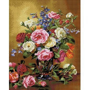 Алмазная мозаика Нежный букет из роз и пионов 40х50 см