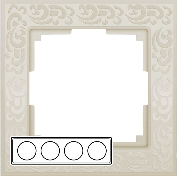WL05-Frame-04-ivory / Рамка Flock на 4 поста (слоновая кость)