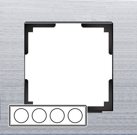 W0041706/ Рамка на 4 поста Aluminium (алюминий), фото 2