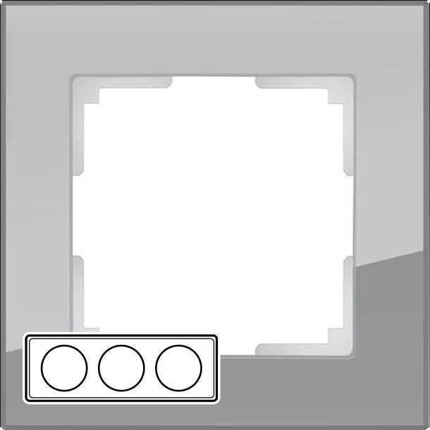 W0031115/ Рамка на 3 поста Favorit (серый,стекло)