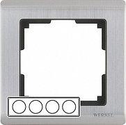 WL02-Frame-04 / Рамка Metallic на 4 поста (глянцевый никель)