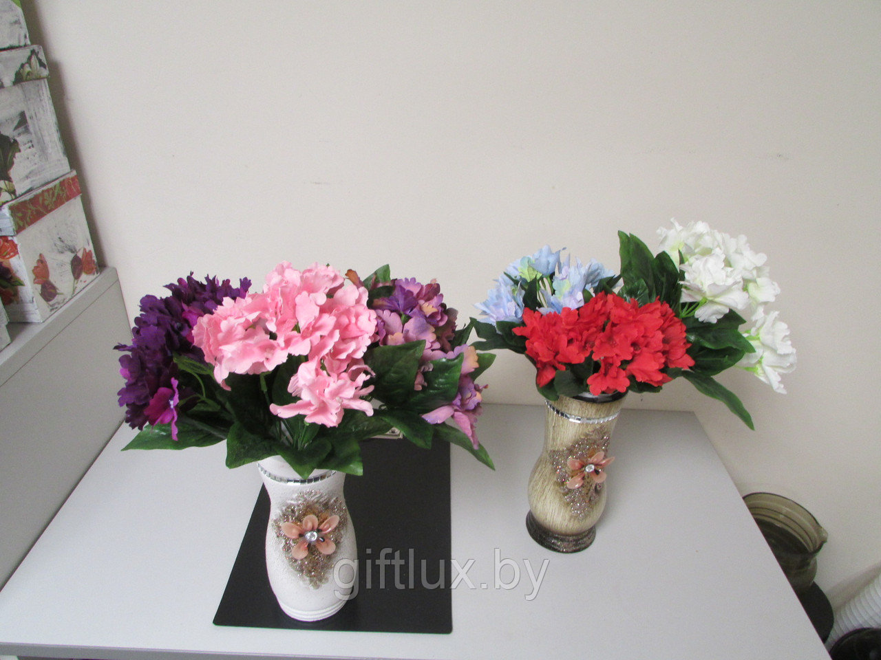 4970 Цветы искусственные "Букет фиалки"(5 веточек),28 см