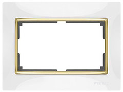 W0081933/ Рамка для двойной розетки Snabb (белый/золото)