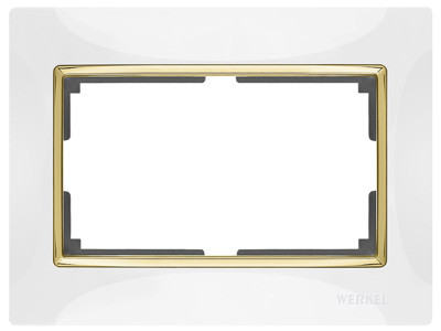 W0081933/ Рамка для двойной розетки Snabb (белый/золото) - фото 1 - id-p65812578
