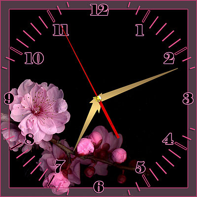 Настенные часы из стекла "Сакура на черном" арт. 243