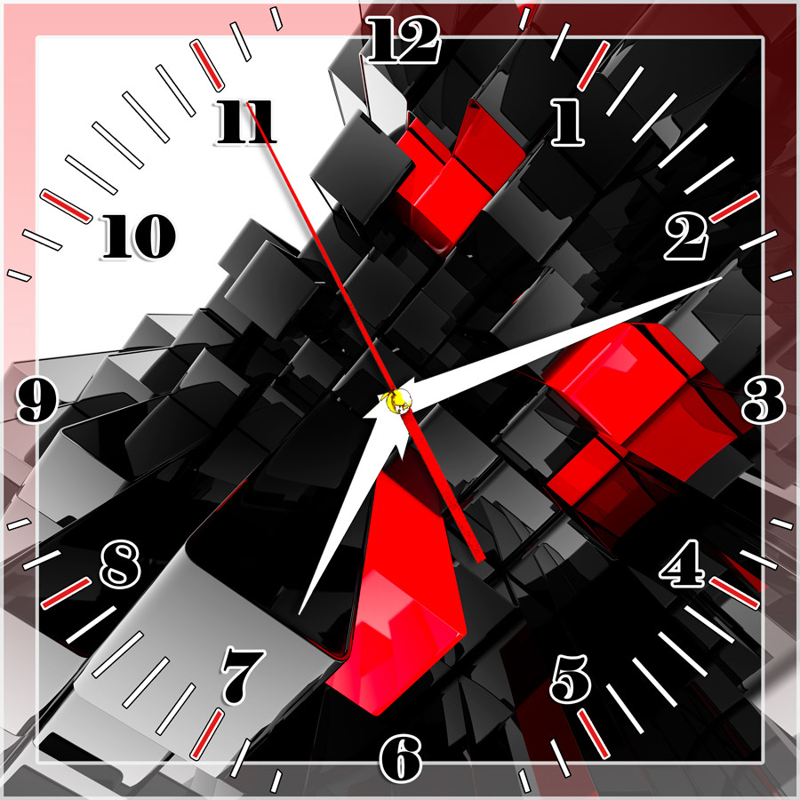 Настенные часы из стекла "Черно-красные кубы" арт. 244