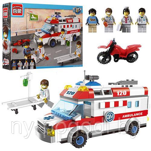 Конструктор Brick (Брик) 1118 Скорая помощь 328 деталей, аналог LEGO
