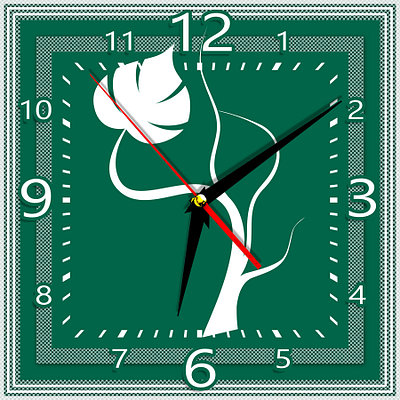Настенные часы из стекла " Жизнь вверх на зеленом" арт. 261