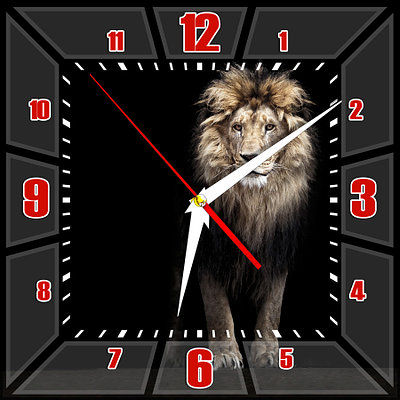 Настенные часы из стекла "Грациозный лев" арт.253