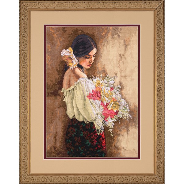 Набор для вышивания крестом «Женщина с букетом».("Woman with Bouquet")