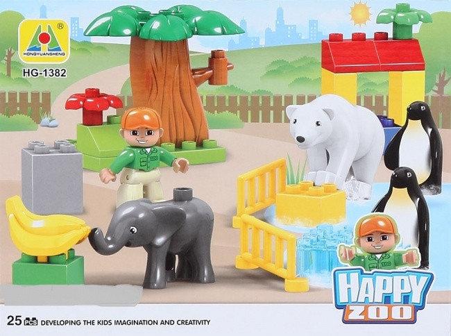 Конструктор HG-1382 "Счастливый зоопарк" 25 деталей , аналог LEGO Duplo - фото 1 - id-p65867830