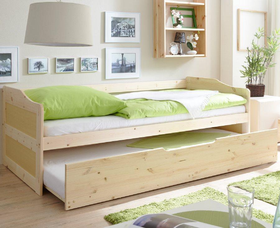 Кровать для детей с дополнительным спальным местом "Лотос-1" цвет натуральная сосна - фото 1 - id-p70034967