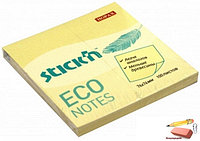 Блок для заметок Stick`n ECO, 76x76мм., 60г/м2, 100 листов, пастель, желтый