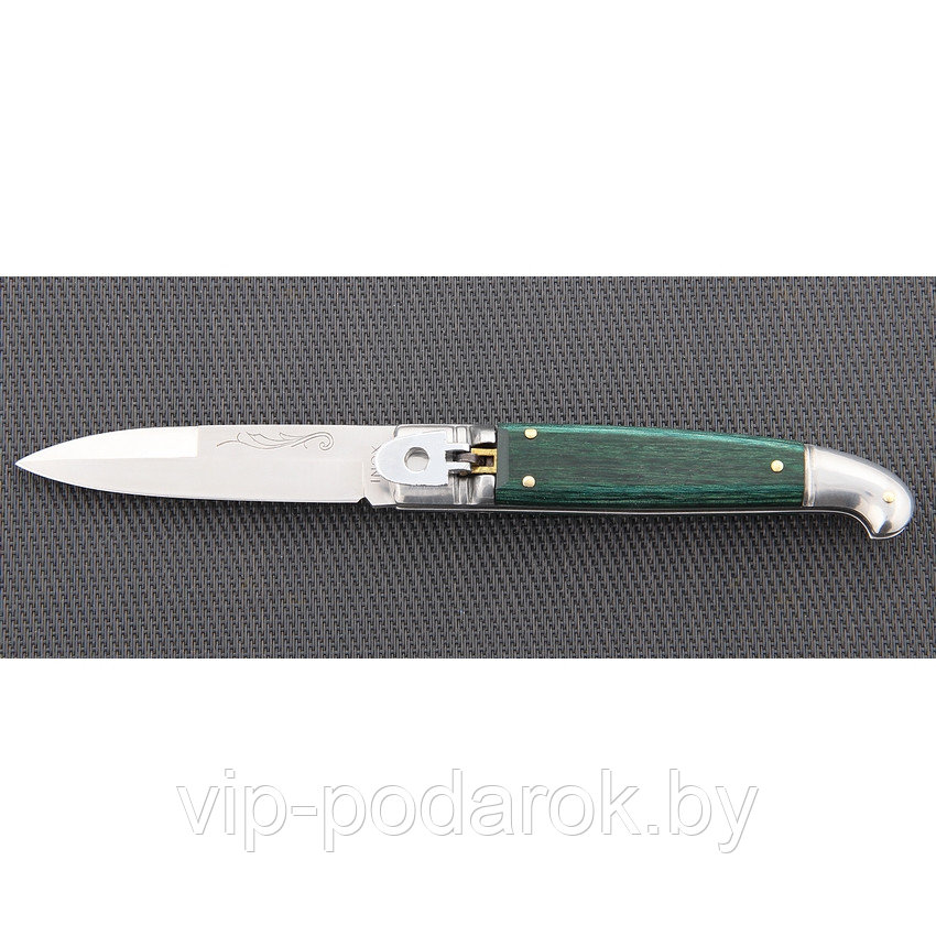 Автоматический складной нож Fox Classic Auto Pocket Engraved Bayonet Blade Green Colored Palissander Wood