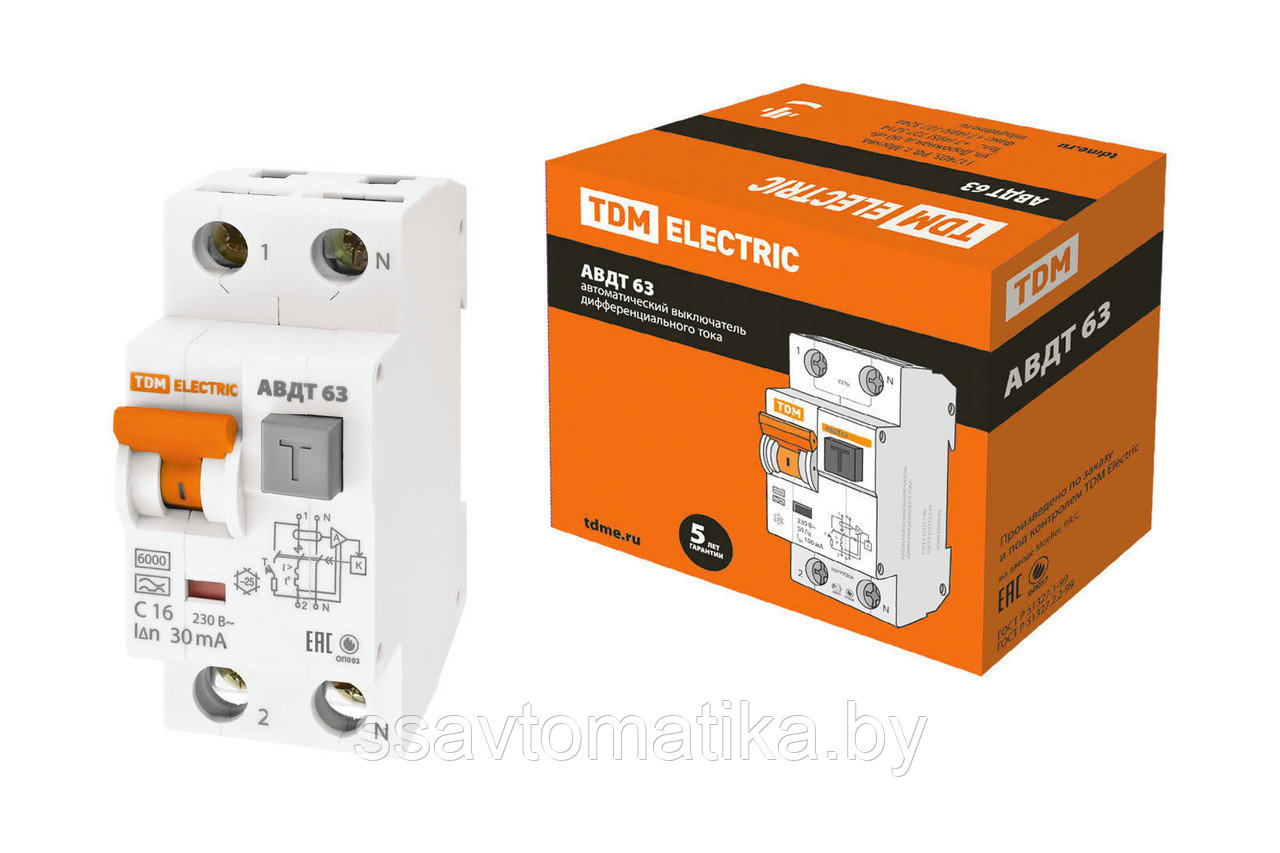 Автоматический выключатель дифференциального тока АВДТ63 2Р С16 30мА - фото 1 - id-p65998600