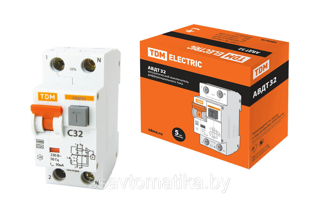 Автоматический выключатель дифференциального тока АВДТ32 2P C32 30мА