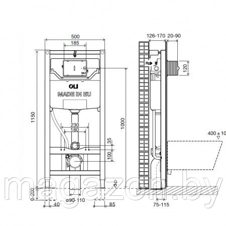 Инсталляция Oli 120 plus OliPure Fresh с безободковым унитазом Ideal Standard Tesi AquaBlade T007901 - фото 3 - id-p66000214