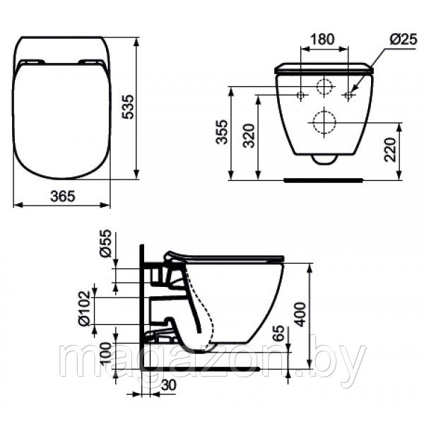 Инсталляция Oli 120 plus OliPure Fresh с безободковым унитазом Ideal Standard Tesi AquaBlade T007901 - фото 9 - id-p66000214