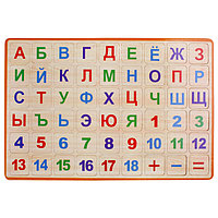 Набор счетных материалов (дерево) буквы (33шт), цифры (18шт и знаки (3шт) на магнитной основе