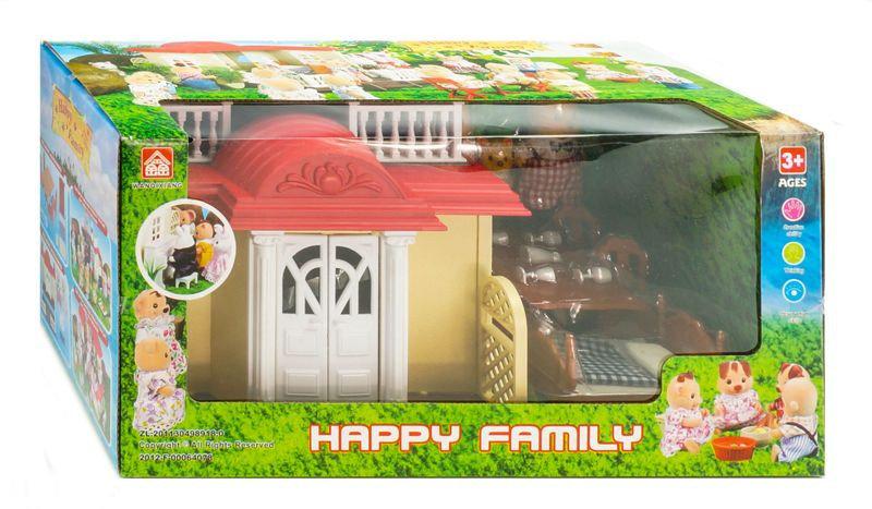 Игровой домик Happy Family 012-04 с мебелью и зверьками (световые эффекты) 