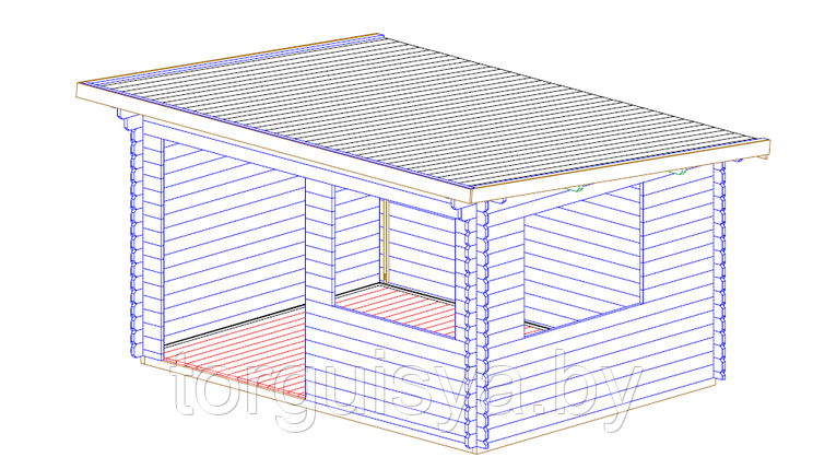 Садовый домик с односкатной крышей Lille 4x3, брус 34 мм, фото 2