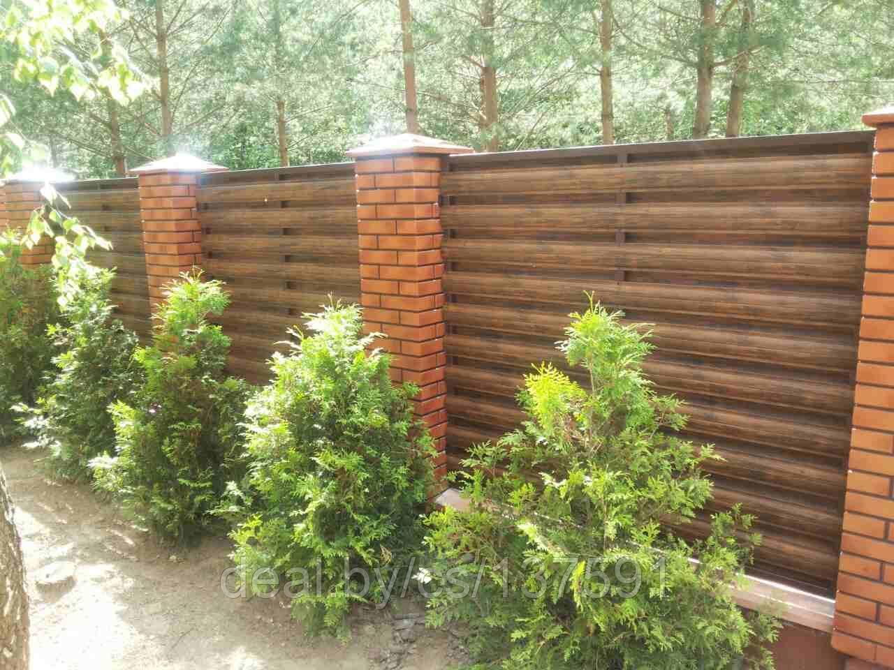 Забор Из Металлоштакетника Горизонтальный Фото