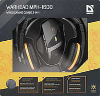 Игровой набор Warhead MPH-1600 черный,мышь+гарнитура+ковер Defender