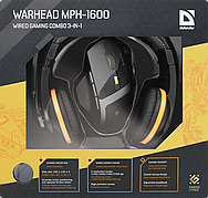 Игровой набор Warhead MPH-1600 черный,мышь+гарнитура+ковер Defender
