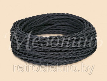 Витой ретро провод 3*2,5 Черный, Interior Electric, фото 2