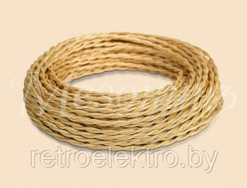 Витой ретро провод 2*1,5 Золотой шелк, Interior Electric