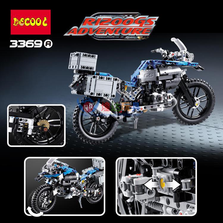Конструктор Decool 3369 2-в-1 Мотоцикл BMW R 1200 GS Adventure Красный (аналог Lego Tehnic), 603 дет. - фото 3 - id-p66377337