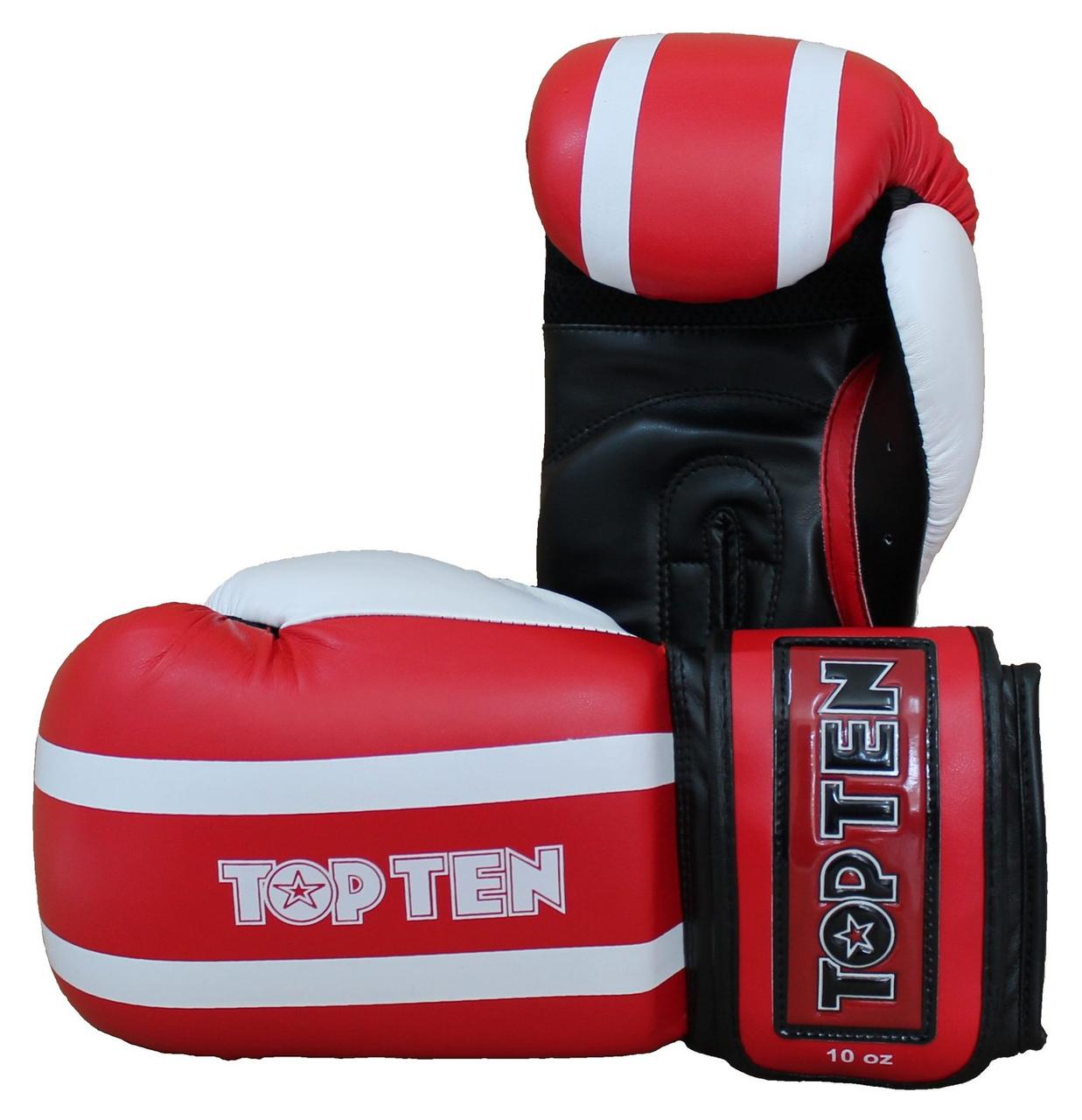 Боксерские перчатки TOP TEN Stripe 10, 12, 16 унц. с сеткой арт. 2271 пр-во Германия - фото 1 - id-p66442333