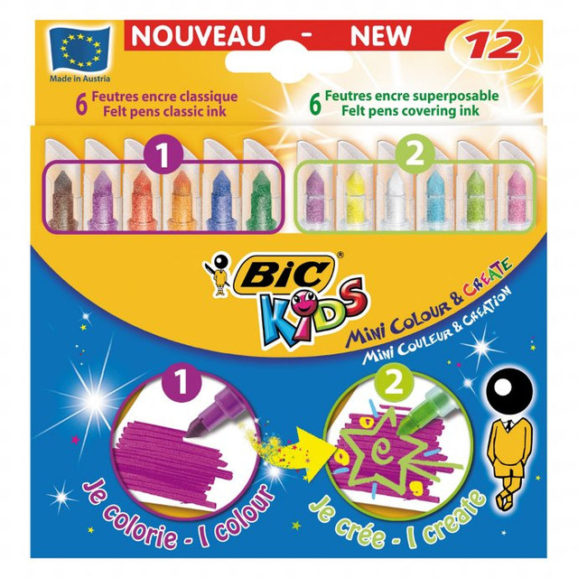 Набор фломастеров 12 цветов Мини Рисуй и твори BIC - фото 1 - id-p2924000