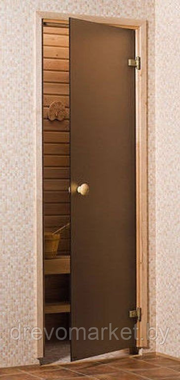 Стеклянные двери для бани и сауны AKMA Элит 790*1890мм (800*1900), стекло бронзовое Матовое 8 мм
