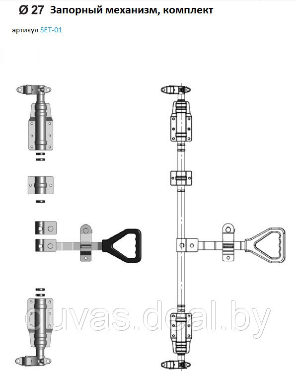 Запорный механизм Ø27 нержавейка в комплекте ручка TIR SET-01 - фото 1 - id-p66605200