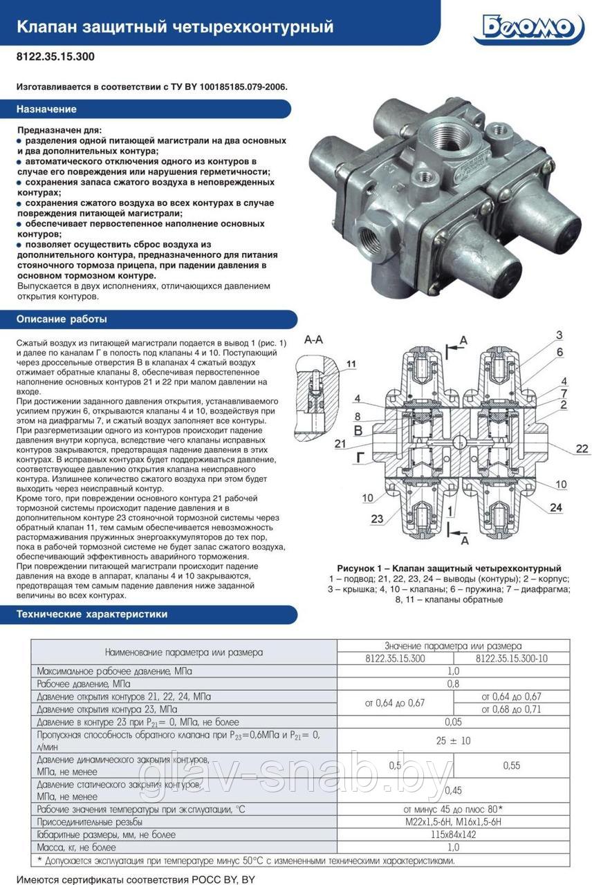 Клапан защитный четырехконтурный, 8122.35.15.300