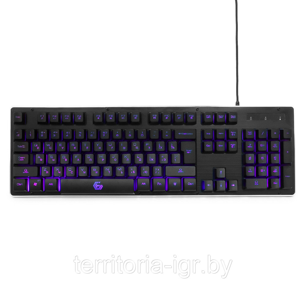 Игровая клавиатура kb-g400l металл, подсветка 3 цвета Gembird - фото 2 - id-p66644017