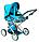Коляска для кукол с люлькой, коляска-трансформер MELOBO 9346, от 2-х лет, голубая, фото 10