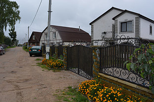 Забор с воротами д.Черкасы (ковка с деревом) 7