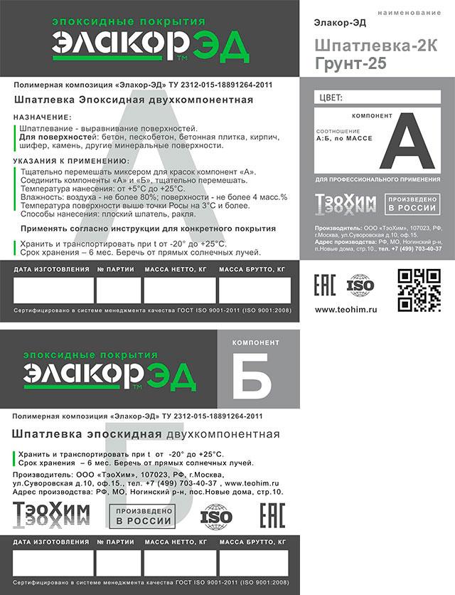 Элакор-ЭД Шпатлевка-2К - эпоксидная шпаклевка