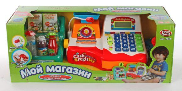 Детская касса Мой магазин 7256 Joy Toy с калькулятором, сканером, чеком, продуктами, со светом и звуком - фото 2 - id-p66702924