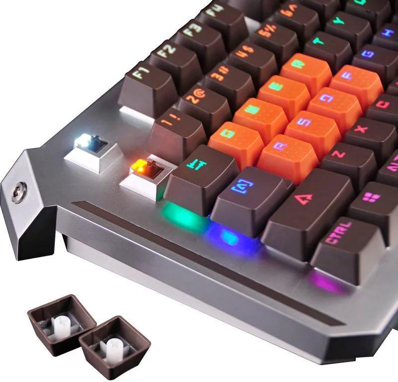Игровая механическая клавиатура с подсветкой A4Tech Bloody B740A, 106 кл, LK Light Strike, Silver\Gray - фото 3 - id-p66712138