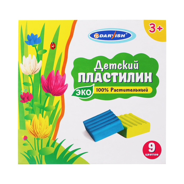 Пластилин 9 цветов растительный детский 153г